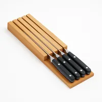 Point-Virgule Schublade Messerblock ohne Messer aus Bambus Holz, Ausziehbar,