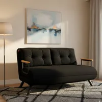 Schlafsofa 2-sitzer Calvin, Stauraum, Verstellbar, Armlehnen, 133x78 Cm Schwarz