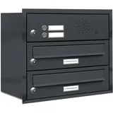 AL Briefkastensysteme 2er Premium Briefkasten Unterputz Anthrazit inkl. Zeitungsfach