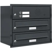 AL Briefkastensysteme 2er Premium Briefkasten Unterputz Anthrazit inkl. Zeitungsfach