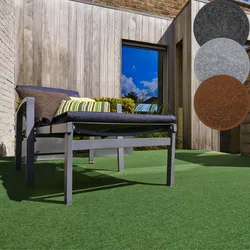 Kunstrasen ANDIAMO "Edinburgh", grün, B:200cm H:4mm L:1200cm, Polyester, Nadelfilz, Teppiche, aus Nadelfilz, mit Drainagenoppen, für Balkon, Terasse, Wintergarten