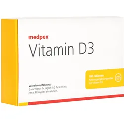 medpex Vitamin D3 - Zur Unterstützung von Knochen und Immunsystem, 100 St