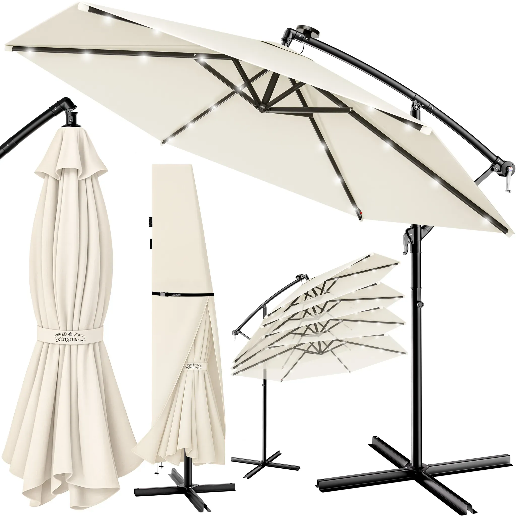 Solar Cantilever Parasol Haiti Cream 33m Crank & Tilt