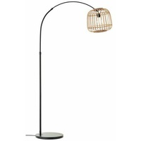 Brilliant Nikka Bogenstandleuchte 1,7m schwarz/natur 1x A60, E27, 40W,