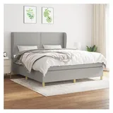 vidaXL Boxspringbett mit Matratze Hellgrau 180x200 cm Stoff