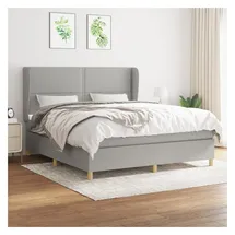 vidaXL Boxspringbett mit Matratze Hellgrau 180x200 cm Stoff