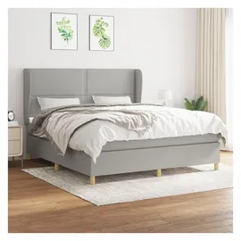 vidaXL Boxspringbett mit Matratze Hellgrau 180x200 cm Stoff