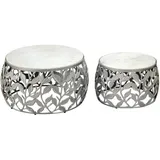 FineBuy FineBuy, Couchtisch Silber / Marmor / 60x60x33 | Gr.: onesize