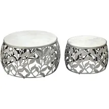 FineBuy FineBuy, Couchtisch Silber / Marmor / 60x60x33 | Gr.: onesize