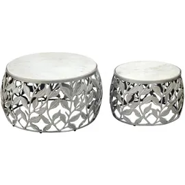 FineBuy FineBuy, Couchtisch Silber / Marmor / 60x60x33 | Gr.: onesize