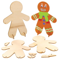 Holzdeko "Lebkuchenmännchen" zum Aufstellen (pro Set 6) Bastelblanks & Basen