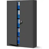 Jan Nowak Aktenschrank Metall Büroschrank abschließbar 115 cm JAN II 5 Böden Stahl (0,6 mm Wandmontage möglich PZH-zertifiziert 11 Farben) Aktenschrank Metall abschließbar 115 cm JAN II 5 Böden Stahl grau