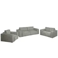 Fun Möbel Polstergarnitur Sofa-Set Sofa VAJANA 3-2-1 Sofagarnitur in Stoff Tilia, (3-Sitzer mit Schlaffunktion, 3-tlg), Rundumbezug grün