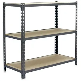 Proregal Schwerlastregal Stahl 90x120x50cm Grau 3 Fachböden