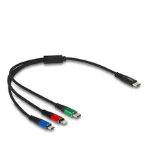 DeLock USB-Ladekabel USB 2.0 USB-C Stecker, USB-C® Stecker, USB-Micro-B Stecker, Apple Lightning Stecker 0.30m Schwarz 86820