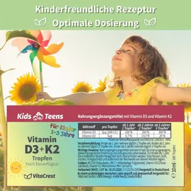 vitacrest Vitamin D3 + K2 für Kinder ab 1 Jahr Tropfen 10 ml