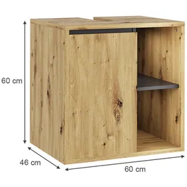 Vicco Waschbeckenunterschrank 60 x 60 x 46 cm Braun/Grau