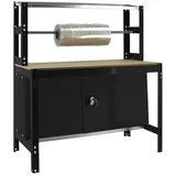 SimonRack Werkbank für Werkstatt, 910x760 mm, Rollenhalter und Schrank, Tragfähigkeit 400 kg, Schwarz - BT-4