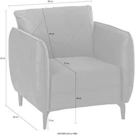 Jockenhöfer Sessel JOCKENHÖFER GRUPPE "Novara", grün (dunkelgrün), B:86cm H:86cm T:85cm, Korpus: 100% Polyester, Sessel, Sessel, mit attraktiver Steppung, Rauten-Biesennähte, frei im Raum stellbar