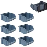 GarPet 6 x Stapelbox Gr.1 + 6 x Kunststoffhalterung Sichtlagerkasten Set Wandhalterung Lager Stapel Box Sortiment Kasten Werkstatt