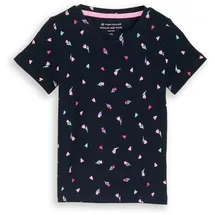 Tom Tailor Kurzarmshirt TOM TAILOR, Mädchen, Gr. 128/134, dunkelblau tulip, Jersey, Obermaterial: 93% Baumwolle, 7% Elasthan, bedruckt, normal hüftbedeckend, Rundhals, Shirts, mit Tulpen/Blumen-Print