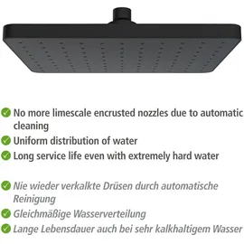 Wenko Regenduschkopf Automatic Cleaning schwarz 25 x 17 cm