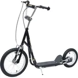 Homcom Kinderroller 16/12 Zoll Scooter Tretroller Cityroller Kinder Roller für 5+ Jahre Kinder Schwarz 135 x 58 x 92-100 cm - Schwarz