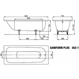 Kaldewei Saniform Plus 362-1 Rechteckbadewanne 70 x 160 cm (111700010001)