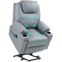 HOMCOM Elektrischer Aufstehsessel Kunstleder, Stahl