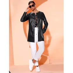 Lederimitat-Blazer MAINPOL "Lederimitat-Blazer", Damen, Gr. 36, schwarz, 100% Polyester, Blazer