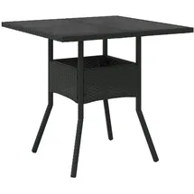 vidaXL Gartentisch mit Glasplatte Schwarz 80x80x75 cm Poly Rattan