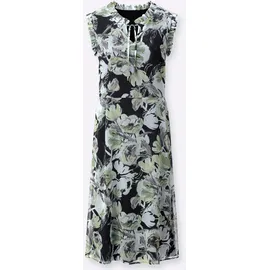 CREATION L Chiffon-Kleid Etuikleid Bedruckt Schwarz/Lindgrün 36