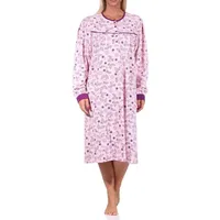 normann-wäschefabrik Edles Damen Nachthemd in Kuschelinterlock-Qualität - auch in Übergrössen - 212 210 96 105, Farbe:rosa, Größe:48-50 - 48-50