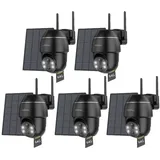 COOAU Überwachungskamera 4 Stück 3MP HD Überwachungskamera Aussen Solar mit 64GB Speicher (Aussen, Außenbereich, außen, Outdoor, 2K PTZ 355°/90° Kabellos Überwachungskamera Außen Akku, 2.4GHz WLAN IP Kamera mit Smart Bewegungsmelder Farb-Nachtsicht, Smart PIR-Erkennung Customize Alert Zone 2-Wege-Audio) schwarz