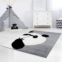 carpet city Kinderteppich Bueno Panda-Bär in Grau mit Konturenschnitt, Glanzgarn für Kinderzimmer; Größe: 80x150 cm