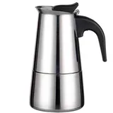 Niwugady Espressokocher - Italienische Kaffeemaschine Edelstahl Geeignet 1-2 Tassen - Mokkakanne mit Hitzebeständiger Griff - Espressokanne für Gasherd, Elektrischer Keramikocher - Silber 100ml