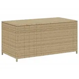 HUAKEHOM Gartenbox Auflagenbox Kissenbox Kiste Gartentruhe Truhe Box Aufbewahrungsbox Auflagenkiste Garten Beige 190L Poly Rattan
