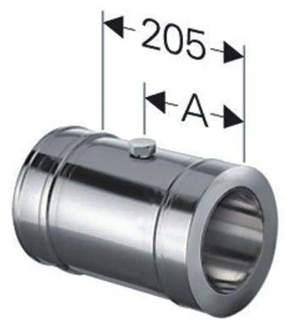 Schornstein Längenelement 205 mm mit Messöffnung Edelstahl DW DN 150