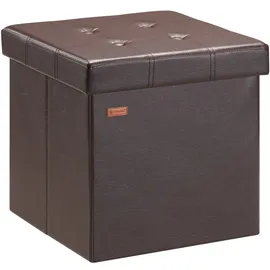 CASARIA Sitzhocker mit Stauraum Kunstleder 38 x 38 x 38 cm Braun