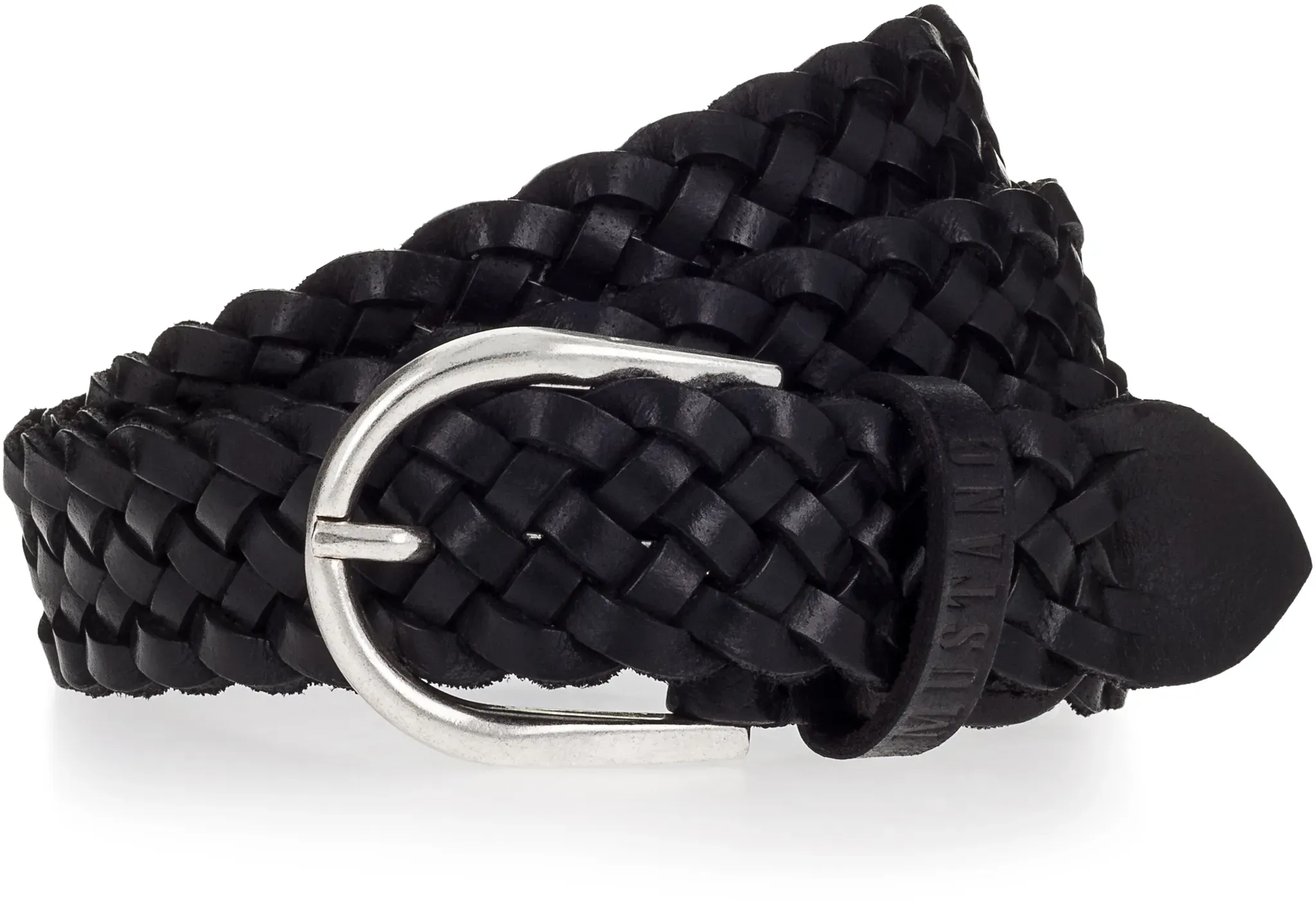Flechtgürtel MUSTANG, Damen, Gr. 75, schwarz, Leder, unifarben, Gürtel, Mit Hingucker-Flechtoptik, 3 cm