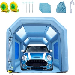 VEVOR Tragbares Aufblasbares Farbzelt für Sprühmalerei 480 + 750 W, 5 x 2,2 x 2,1 m Sprühschutz Farbkabine für DIY-Projekte, Hobby-Farbautomaten-Werkzeug, Blau 210D Oxford-Gewebe Auto Lackierkabine