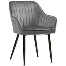 Songmics Esszimmerstuhl (1 St), Polsterstuhl mit Metallbeine, Samt, für Schminktisch, 2er Set grau