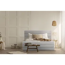 Home Affaire Polsterbett HOME AFFAIRE "Merrit", beige, B:153cm H:124cm L:214cm, Struktur (70% recyceltes Polyester, 30% Polyester), Betten, Polsterbett ohne Bettkasten Polsterbett, Quernaht im Kopf- und Fußteil, in 5 Breiten, auch in 220 cm Länge