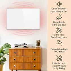 Klarstein Wonderwall Smart Infrarotheizung 60x100cm App 600W Wochentimer IP24 Weiß