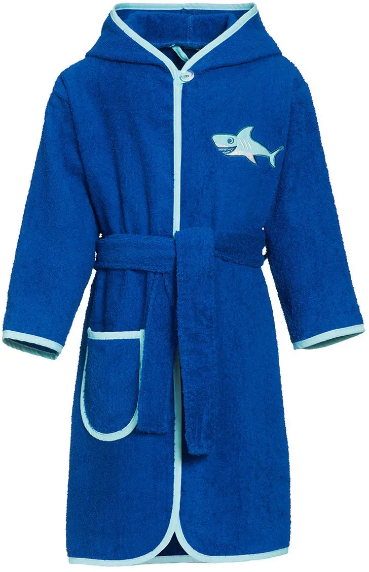 Playshoes Frottee-Bademantel Hai blau 74/80 - blau