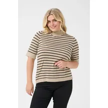 KAFFE CURVE Strickpullover Feather Gray / Black Stripe L
