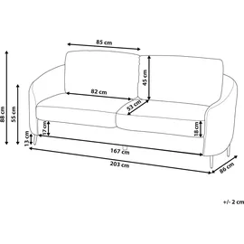 Beliani Sofa 3-Sitzer Trosa Stoff Rosa