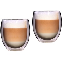 Feelino Latte Macchiato Gläser Doppelwandig, 2er-Set Kaffee Gläser, Doppelwandige Thermo-Gläser, Isolierte Cappuccino Tassen aus Glas, Handgemachtes Glas für Tee und Eiskaffee, 400ml Kaffeegläser