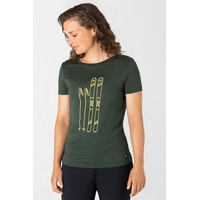 super.natural Merino T-Shirt W SKIING TEE in dunkelgrün | Gr.: L