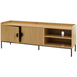 Mendler TV-Rack HWC-O39, TV-Board Fernsehtisch Lowboard TV-Schrank Kommode, Melamin MDF 56x150x40cm ~ natur